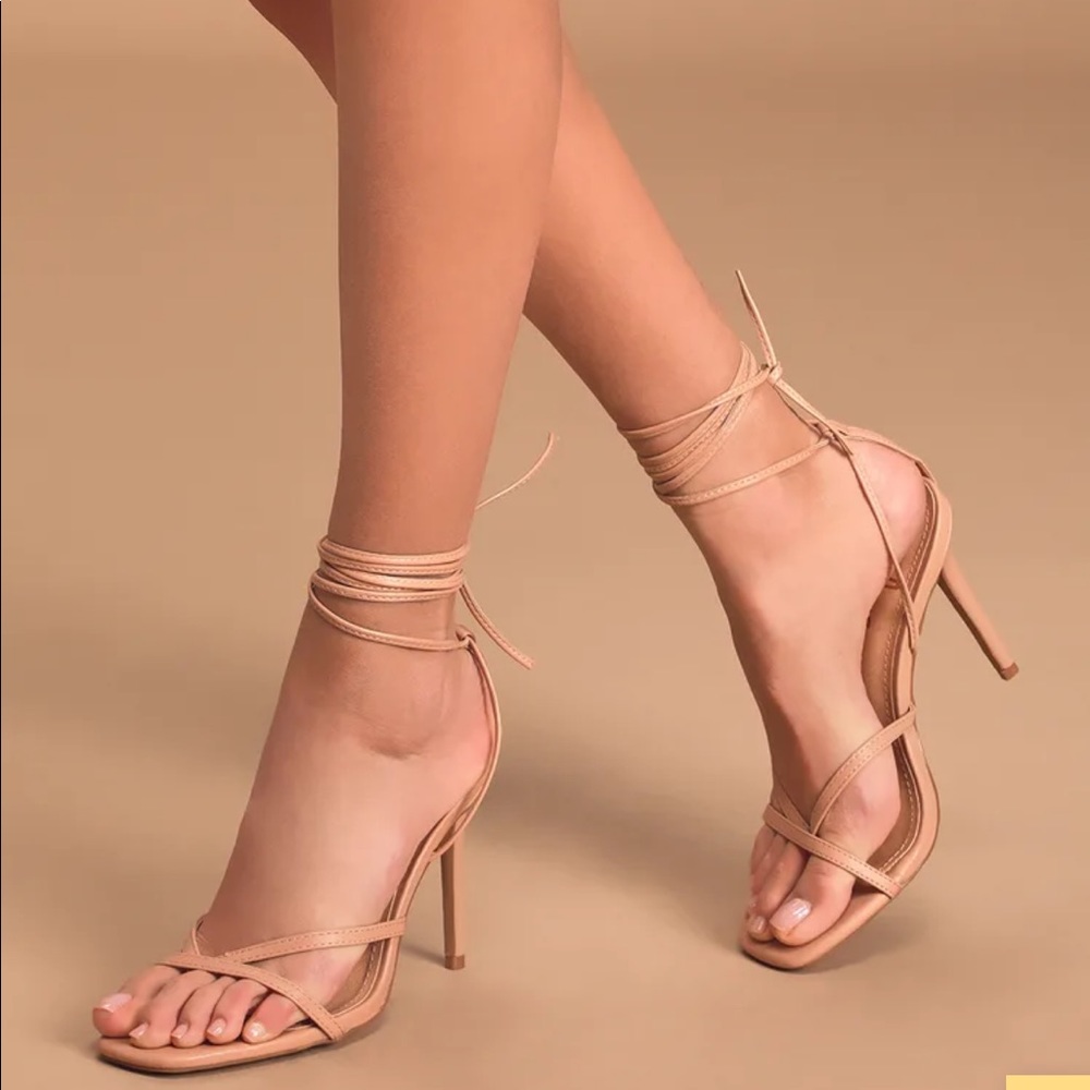 Lulus Simonee Lace up High Heels sandals